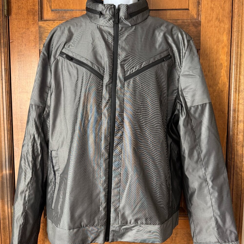Vintage Calvin Klein Black w/Pinstripe Jacket w/Hidden Hood XX-Large